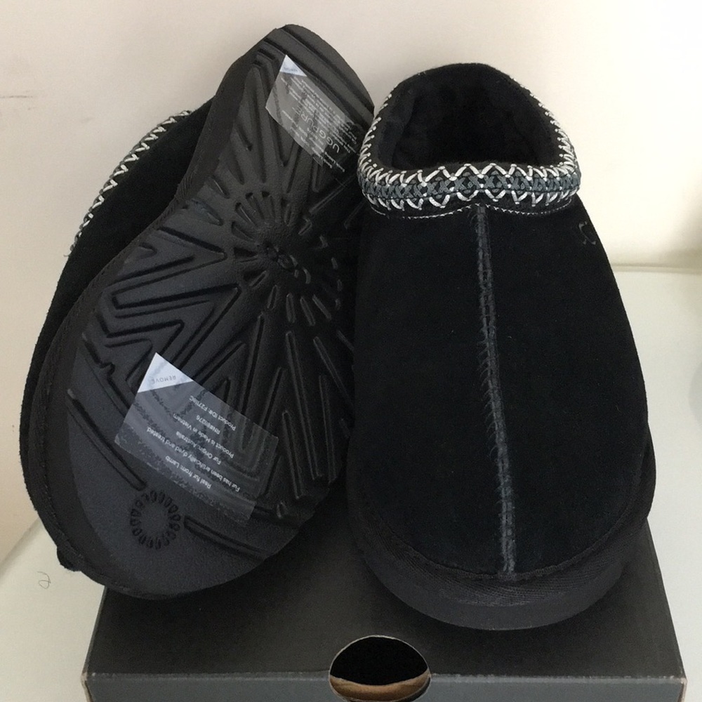 Ugg Tasman Black Suede Sheepskin Slippers Loafers - Picture 3 of 8